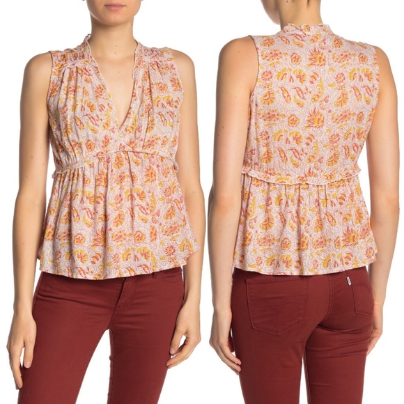 🆕 Lucky Brand Paisley Print Romantic Ruffle Top - Picture 2 of 5